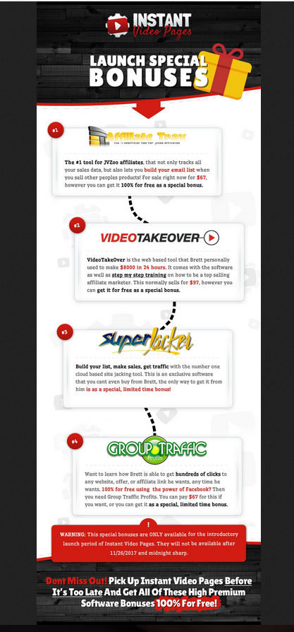 Launch Special Bonuses for Instant Video Pages